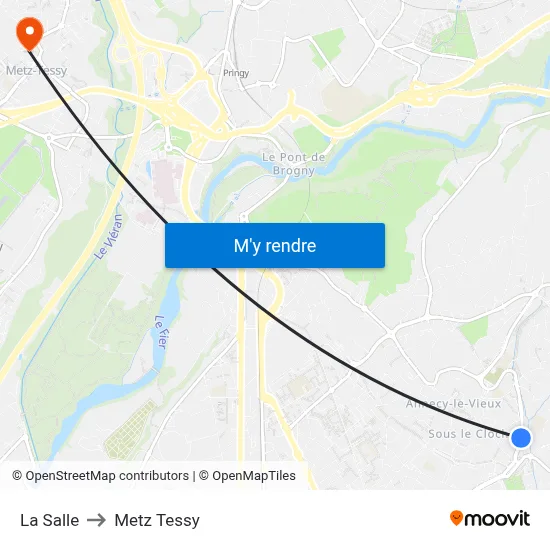 La Salle to Metz Tessy map