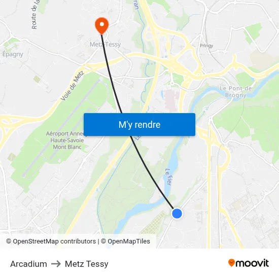 Arcadium to Metz Tessy map