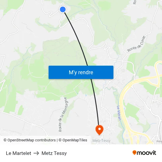 Le Martelet to Metz Tessy map