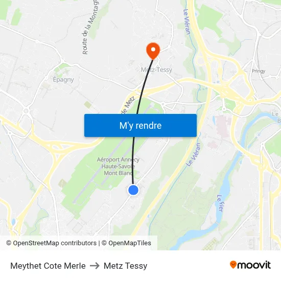 Meythet Cote Merle to Metz Tessy map