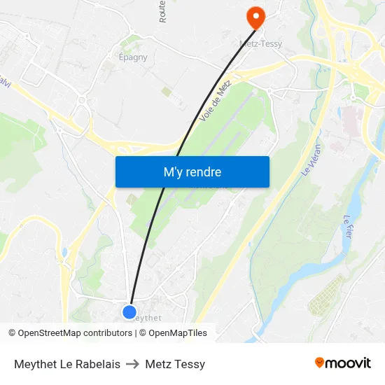 Meythet Le Rabelais to Metz Tessy map