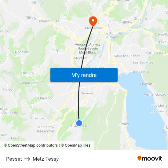 Pesset to Metz Tessy map