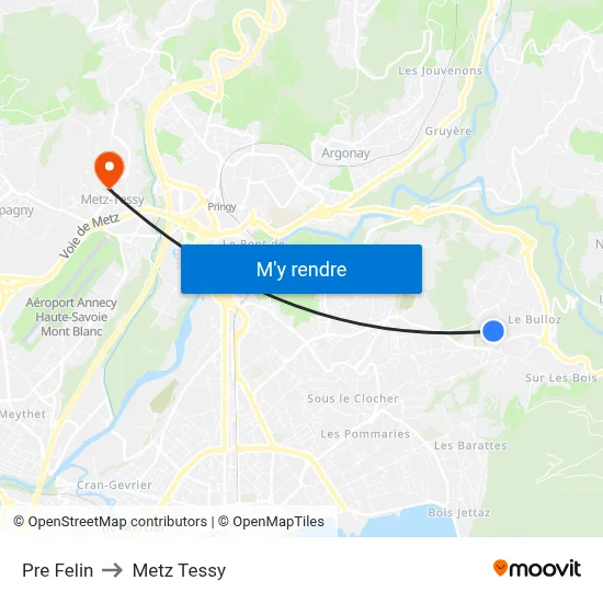 Pre Felin to Metz Tessy map