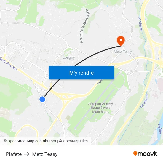 Plafete to Metz Tessy map