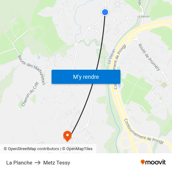 La Planche to Metz Tessy map