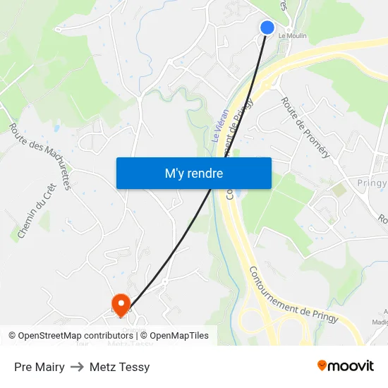 Pre Mairy to Metz Tessy map