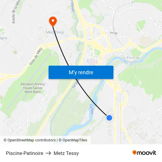 Piscine-Patinoire to Metz Tessy map