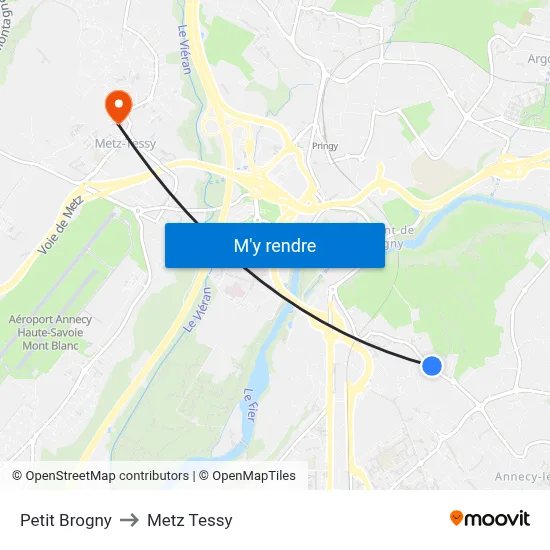 Petit Brogny to Metz Tessy map