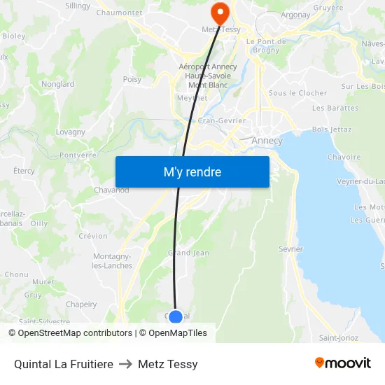 Quintal La Fruitiere to Metz Tessy map