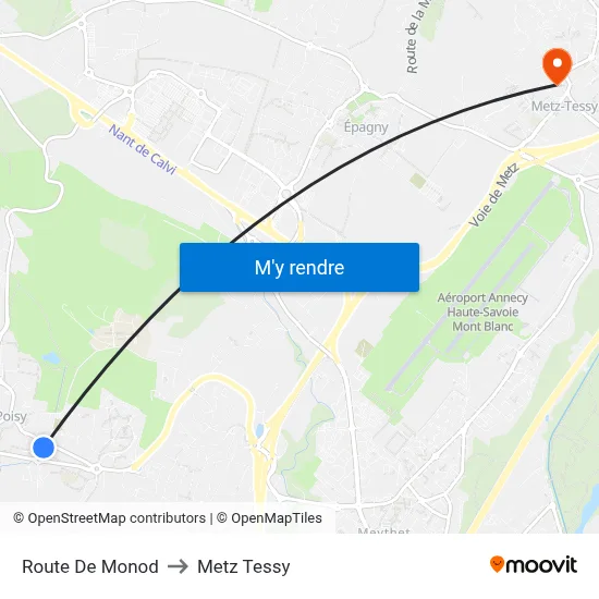 Route De Monod to Metz Tessy map