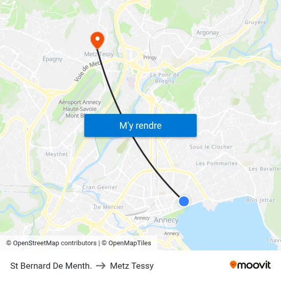 St Bernard De Menth. to Metz Tessy map