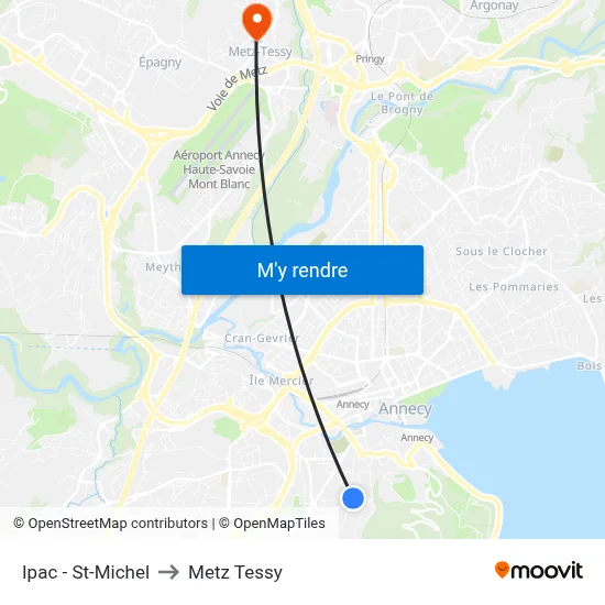 Ipac - St-Michel to Metz Tessy map