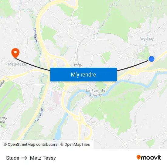 Stade to Metz Tessy map