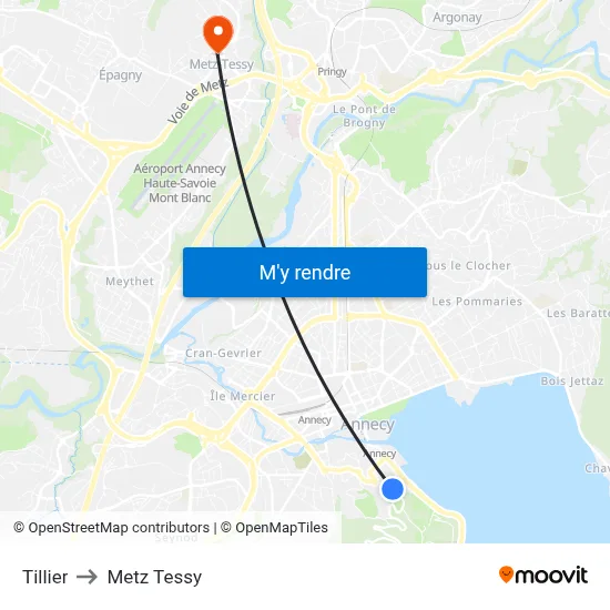 Tillier to Metz Tessy map