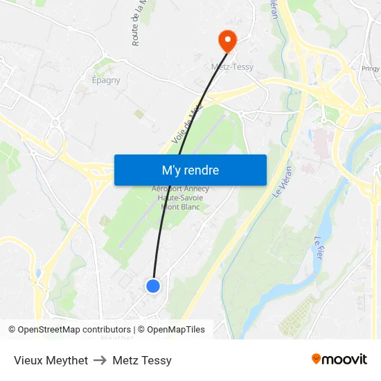 Vieux Meythet to Metz Tessy map