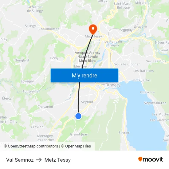 Val Semnoz to Metz Tessy map