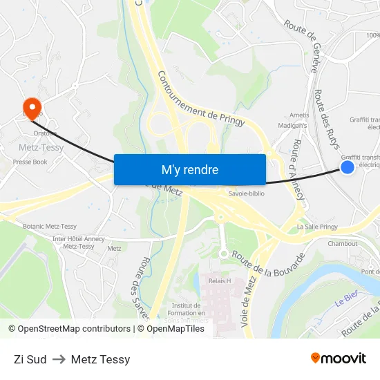 Zi Sud to Metz Tessy map