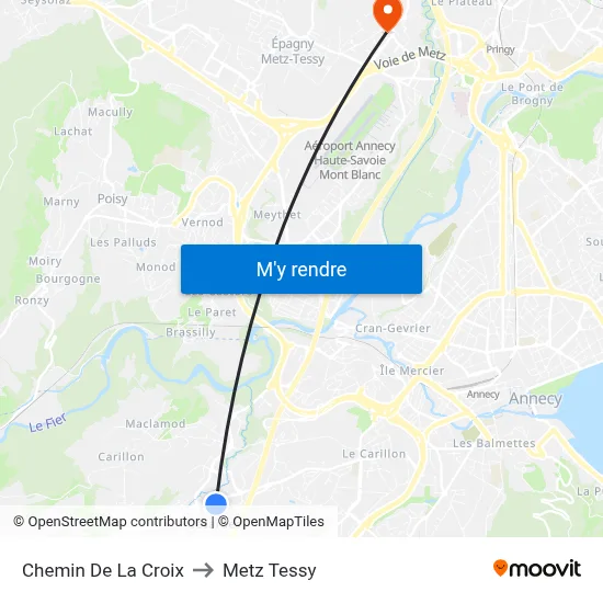 Chemin De La Croix to Metz Tessy map