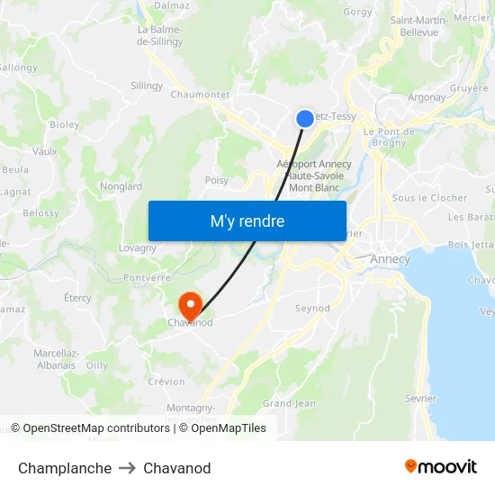 Champlanche to Chavanod map