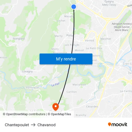 Chantepoulet to Chavanod map
