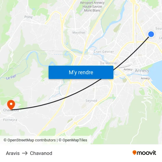 Aravis to Chavanod map