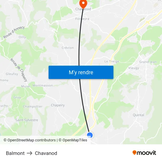 Balmont to Chavanod map