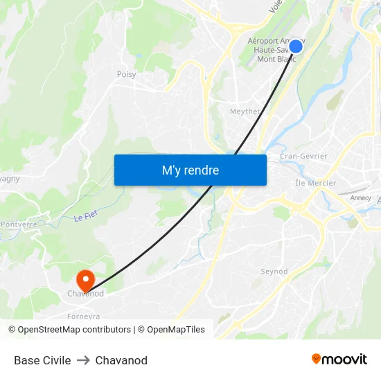 Base Civile to Chavanod map