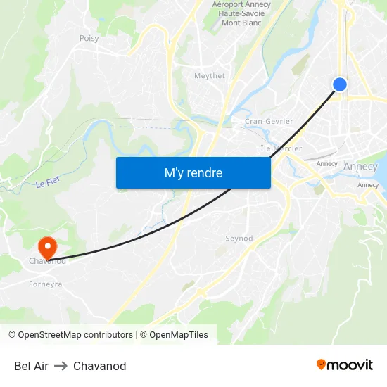 Bel Air to Chavanod map