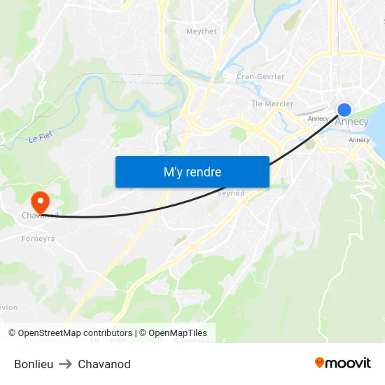 Bonlieu to Chavanod map