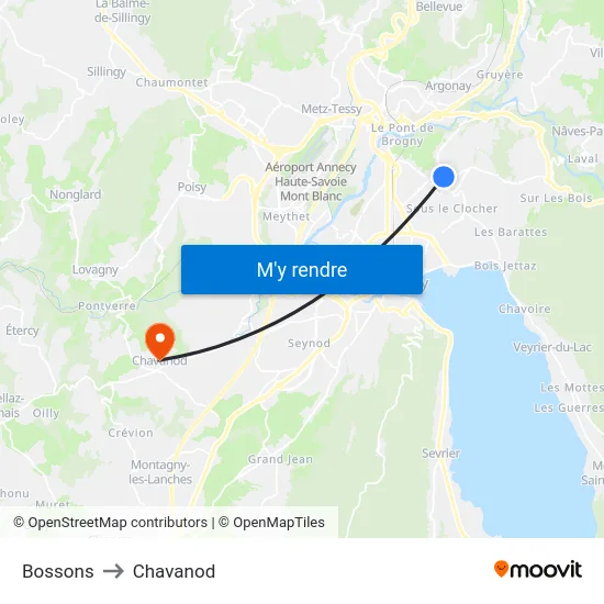 Bossons to Chavanod map