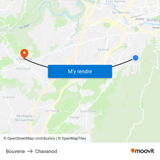 Bouverie to Chavanod map