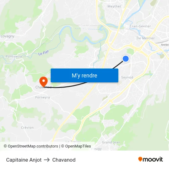 Capitaine Anjot to Chavanod map