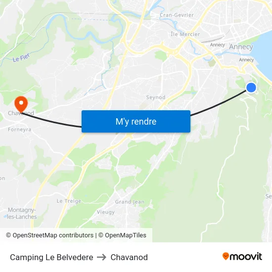 Camping Le Belvedere to Chavanod map