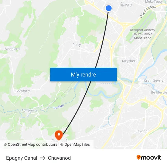 Epagny Canal to Chavanod map