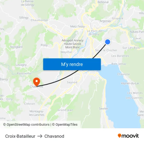 Croix-Batailleur to Chavanod map