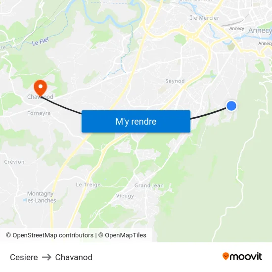 Cesiere to Chavanod map