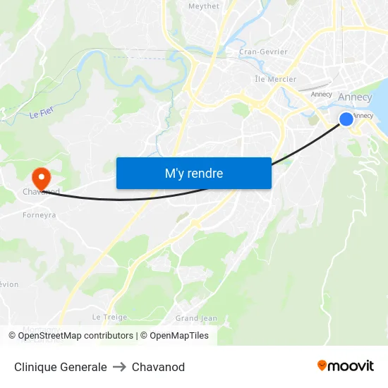 Clinique Generale to Chavanod map