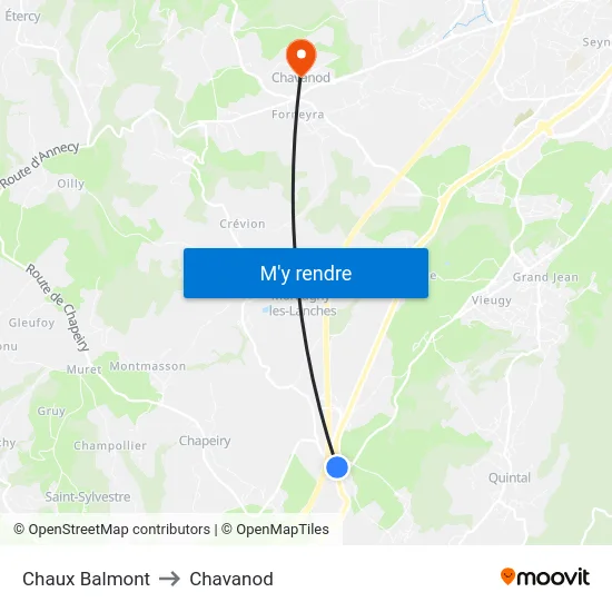 Chaux Balmont to Chavanod map