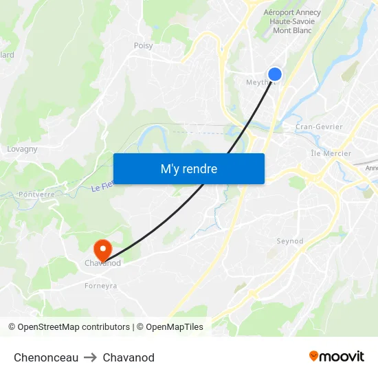 Chenonceau to Chavanod map