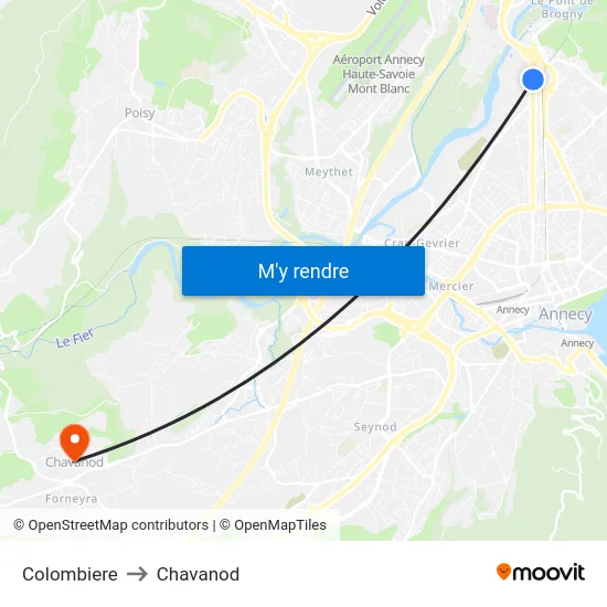 Colombiere to Chavanod map