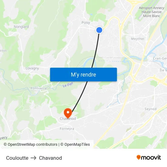 Couloutte to Chavanod map