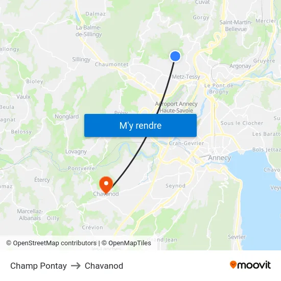 Champ Pontay to Chavanod map