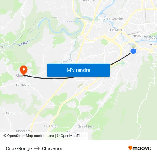 Croix-Rouge to Chavanod map