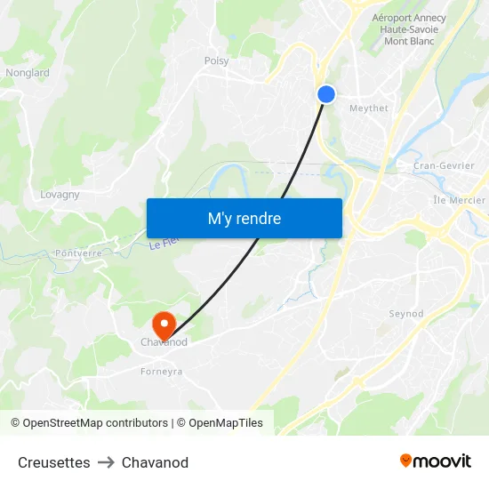 Creusettes to Chavanod map