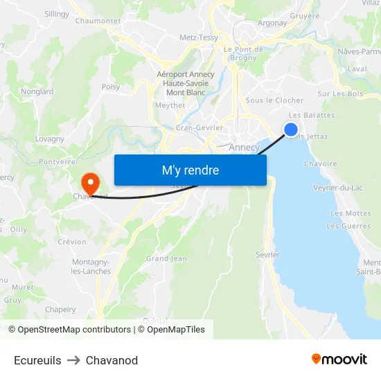 Ecureuils to Chavanod map