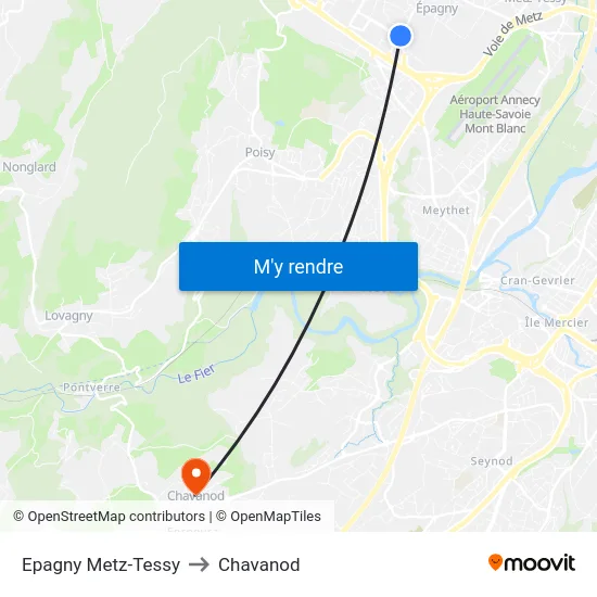 Epagny Metz-Tessy to Chavanod map
