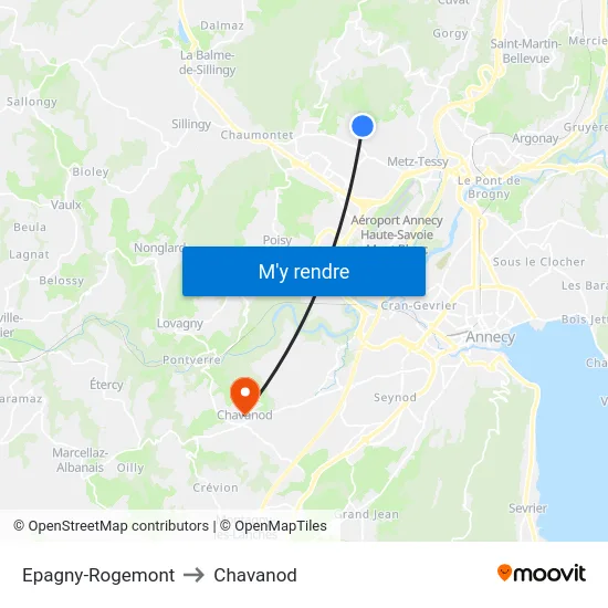 Epagny-Rogemont to Chavanod map