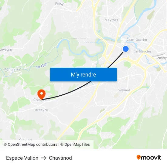 Espace Vallon to Chavanod map