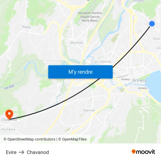 Evire to Chavanod map