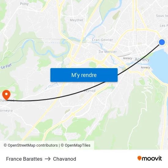France Barattes to Chavanod map